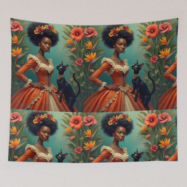 Item preview, Afro Victorian Woman with Cat designed and sold by ChloeDesigns401.