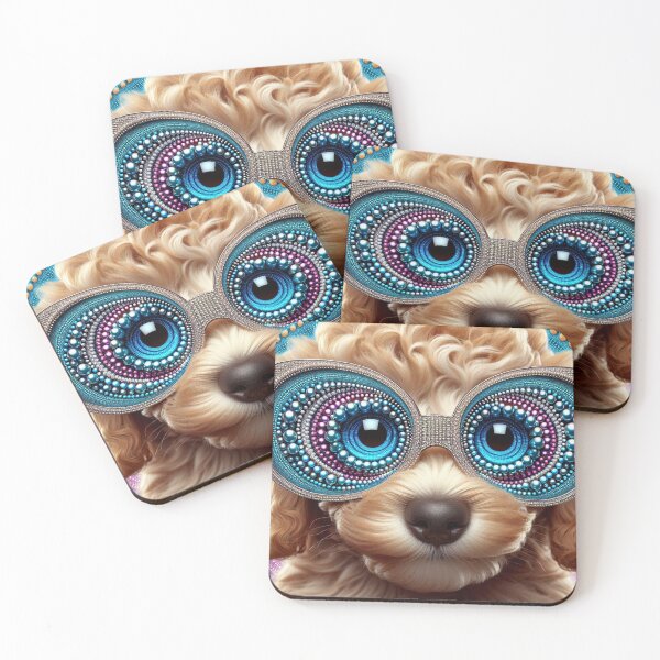 Item preview, Goldendoodle with Bejeweled Glasses designed and sold by Wags & Tails.