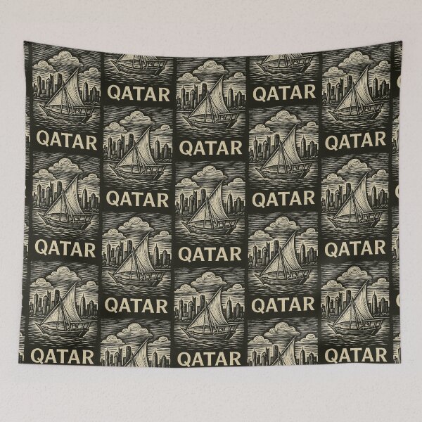 Item preview, Qatar Linocut Style  designed and sold by Thistle-TShop.
