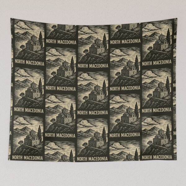 Item preview, North Macedonia Linocut Style  designed and sold by Thistle-TShop.