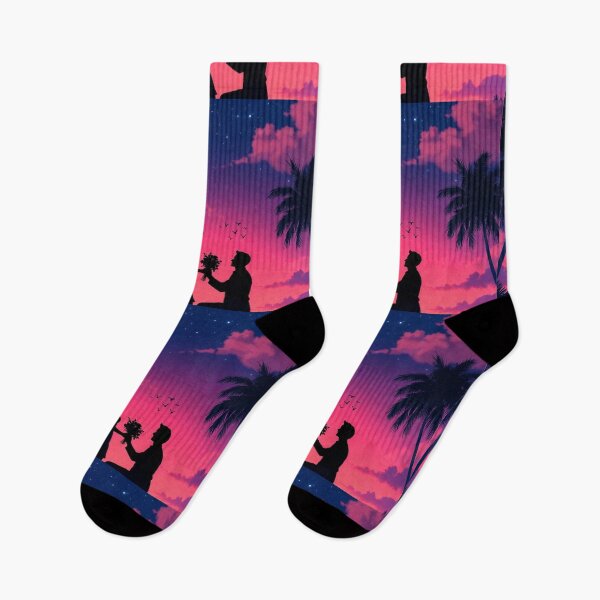 Item preview, Starry Beach Proposal – Romantic Silhouette Love Art designed and sold by PixelVibe782.