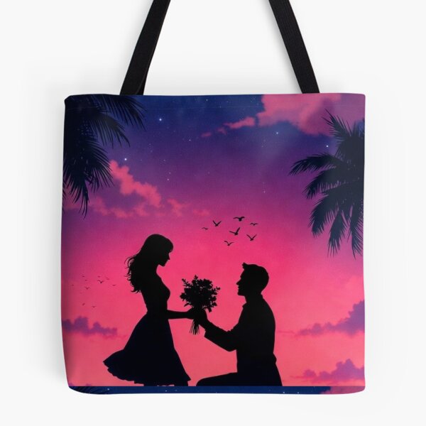 Item preview, Starry Beach Proposal – Romantic Silhouette Love Art designed and sold by PixelVibe782.