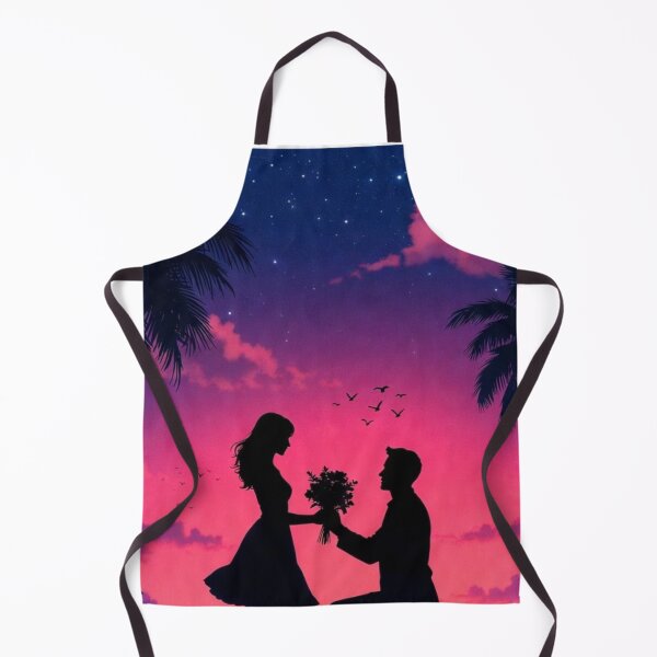 Item preview, Starry Beach Proposal – Romantic Silhouette Love Art designed and sold by PixelVibe782.