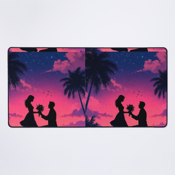 Item preview, Starry Beach Proposal – Romantic Silhouette Love Art designed and sold by PixelVibe782.