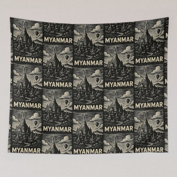Item preview, Myanmar Linocut Style  designed and sold by Thistle-TShop.