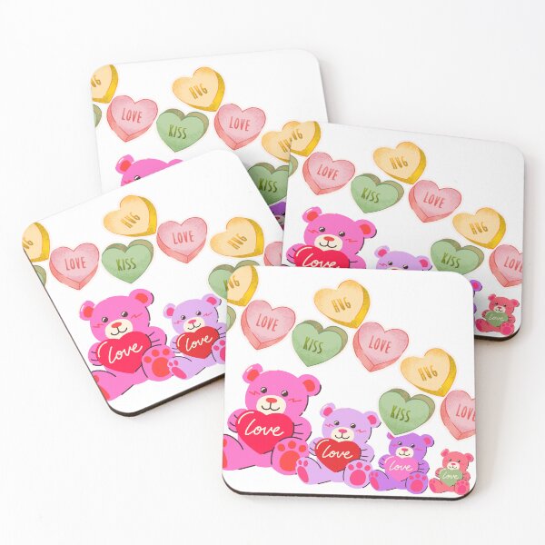 Item preview, Cute Teddy Bears with Candy Hearts – Valentine’s Day Love Design designed and sold by 1234saad.
