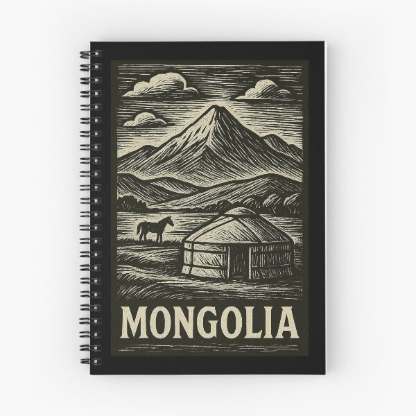 Item preview, Mongolia Linocut Style designed and sold by Thistle-TShop.