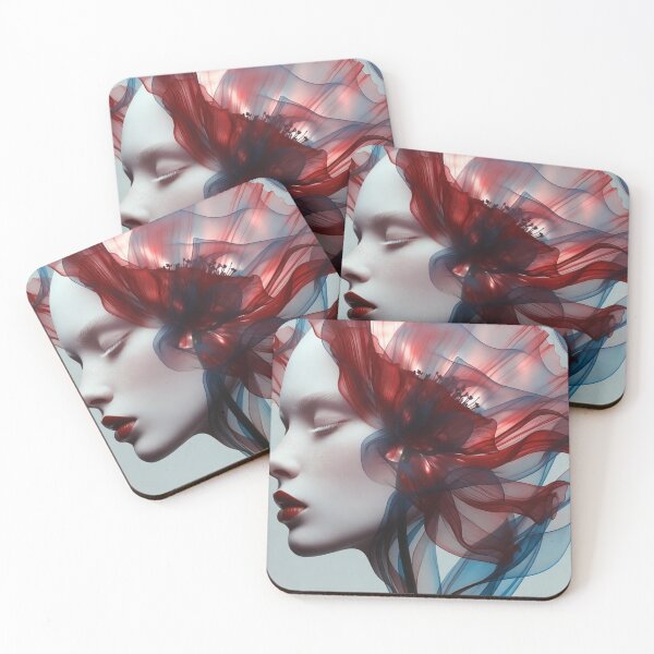 Item preview, Ethereal Poppy Woman – Surreal Floral Portrait Art designed and sold by PixelVibe782.