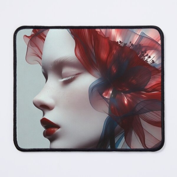 Item preview, Ethereal Poppy Woman – Surreal Floral Portrait Art designed and sold by PixelVibe782.