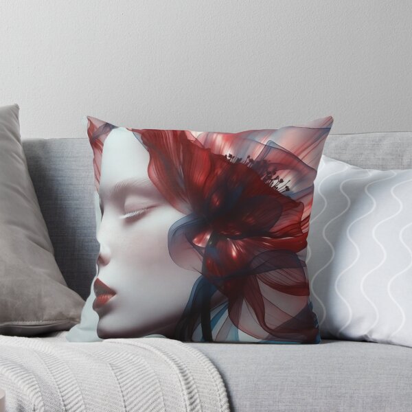 Item preview, Ethereal Poppy Woman – Surreal Floral Portrait Art designed and sold by PixelVibe782.
