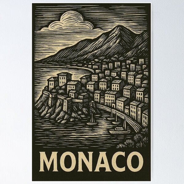 Item preview, Monaco Linocut Style  designed and sold by Thistle-TShop.