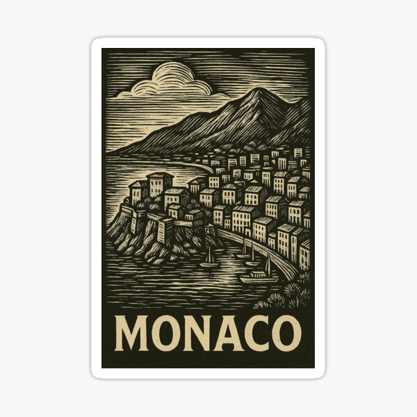 Item preview, Monaco Linocut Style  designed and sold by Thistle-TShop.