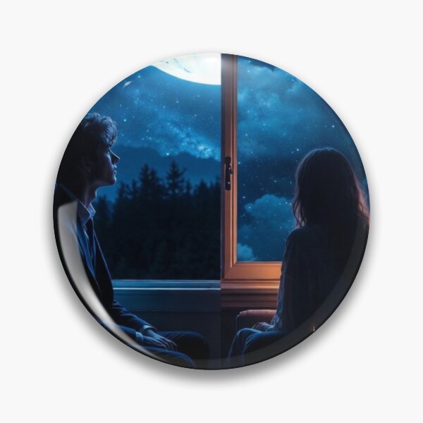 Item preview, Under the Same Moon – Romantic Split Night Art designed and sold by PixelVibe782.