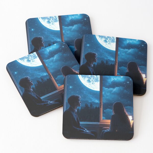 Item preview, Under the Same Moon – Romantic Split Night Art designed and sold by PixelVibe782.