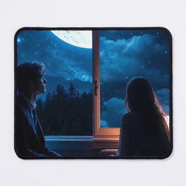 Item preview, Under the Same Moon – Romantic Split Night Art designed and sold by PixelVibe782.