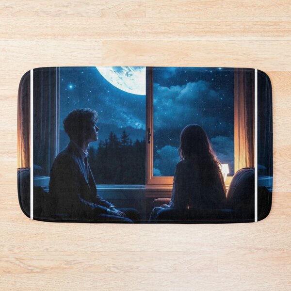 Item preview, Under the Same Moon – Romantic Split Night Art designed and sold by PixelVibe782.