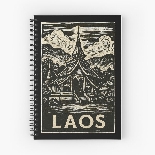 Item preview, Laos Linocut Style  designed and sold by Thistle-TShop.