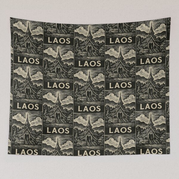 Item preview, Laos Linocut Style  designed and sold by Thistle-TShop.