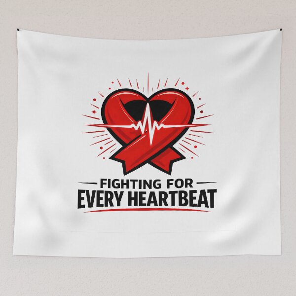 Item preview, Fighting for Every Heartbeat – Heart Awareness Strength Design designed and sold by ZayCreates.