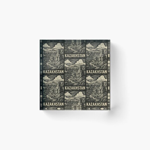 Item preview, Kazakhstan Linocut Style  designed and sold by Thistle-TShop.