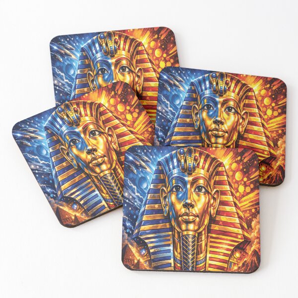 Item preview, Ancient Egypt Pharaoh King Tut Gold Art with Pyramids and Sphinx designed and sold by GulfSignature.
