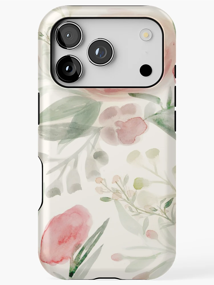 Thumbnail 1 of 4, iPhone Case, Blush Roses Watercolor designed and sold by MathisDesigns.