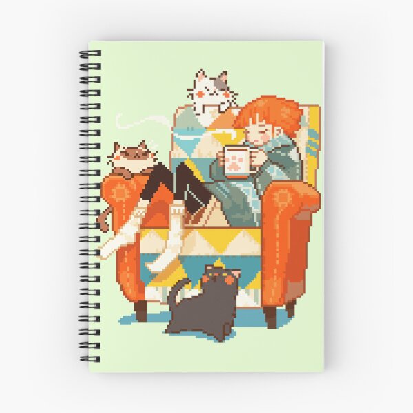 Item preview, Curious Coffee Cats - Cozy Pixel Art Break. designed and sold by bitwoofstudio.