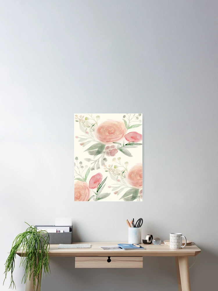 Thumbnail 2 of 3, Poster, Blush Roses Watercolor designed and sold by MathisDesigns.