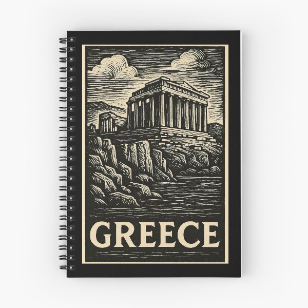 Item preview, Greece Linocut Style  designed and sold by Thistle-TShop.