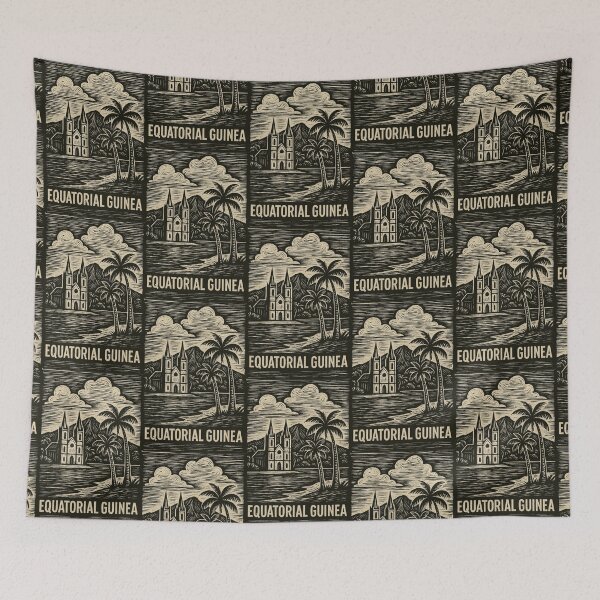 Item preview, Equatorial Guinea Linocut Style  designed and sold by Thistle-TShop.