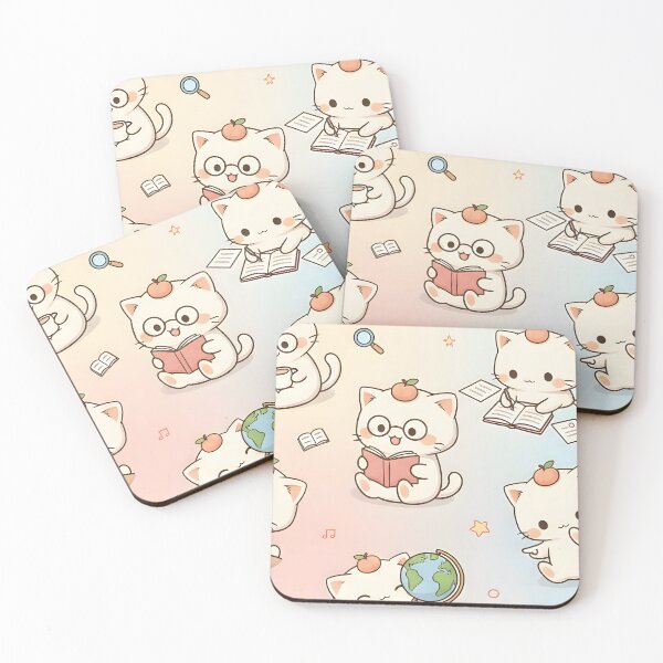 Item preview, Moku the Cat – Study Time Kawaii Pattern designed and sold by HelloMoku.