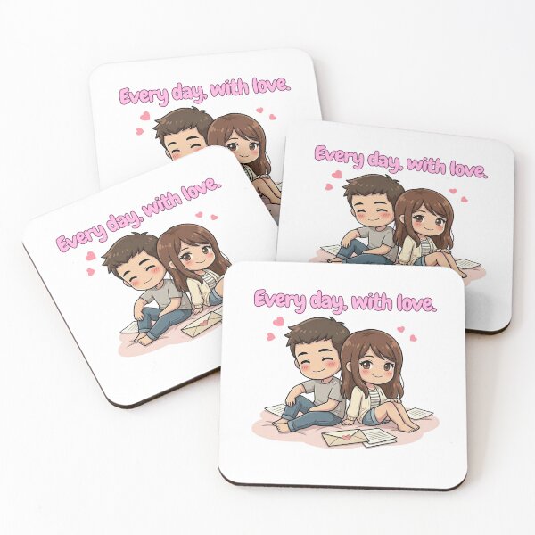 Item preview, Every Day With Love – Cute Couple Valentine Illustration | Romantic Letter Art designed and sold by Beeform.
