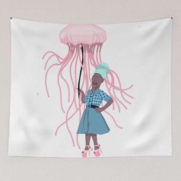 Item preview, Surreal Jellyfish Fashion Illustration | Ocean Dream Art | Whimsical Sea Creature Design designed and sold by Elle Gee Graphic Art & Design.