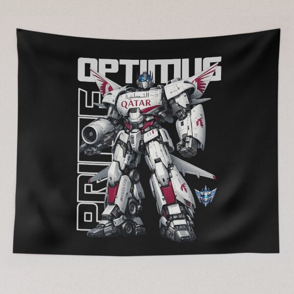 Item preview, Optimus Prime Qatar Jet Mecha – Airline Transformer Sci-Fi Art designed and sold by Transmetalbeast.