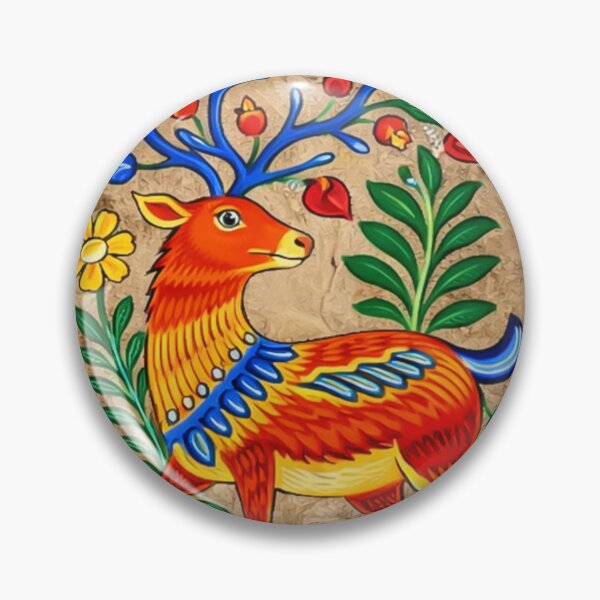 Item preview, Colorful Mexican Deer and Floral Folk Art designed and sold by mythographiaart.