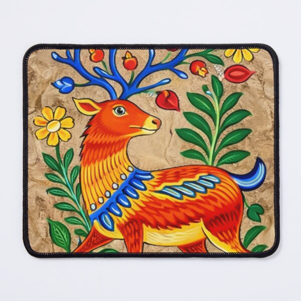 Item preview, Colorful Mexican Deer and Floral Folk Art designed and sold by mythographiaart.