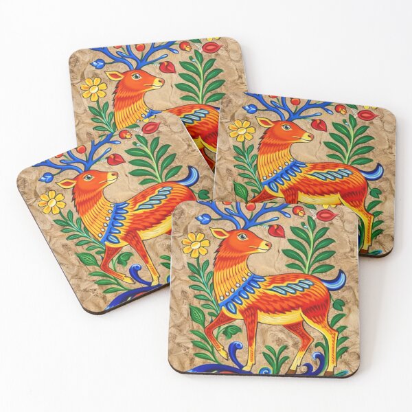 Item preview, Colorful Mexican Deer and Floral Folk Art designed and sold by mythographiaart.