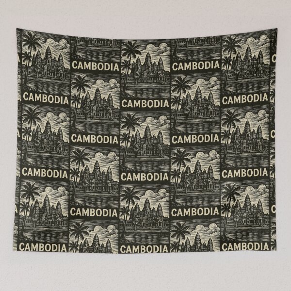 Item preview, Cambodia Linocut Style  designed and sold by Thistle-TShop.