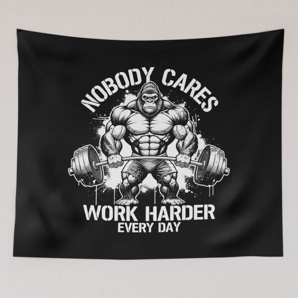 Item preview, Nobody Cares Work Harder Funny Gym Gorilla Workout designed and sold by GrandeDuc.