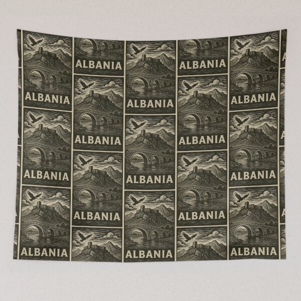 Item preview, Albania Linocut Style  designed and sold by Thistle-TShop.