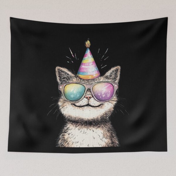 Item preview, Cute Party Cat Sunglasses Hat designed and sold by k3rstman1.