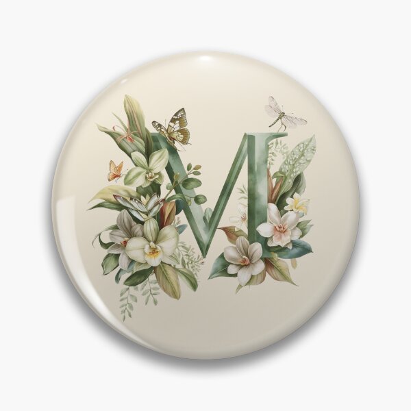 Item preview, Elegant Botanical Letter M Monogram – Floral Orchid & Butterfly Illustration | Nature-Inspired Aesthetic Decor designed and sold by AmenAlways.