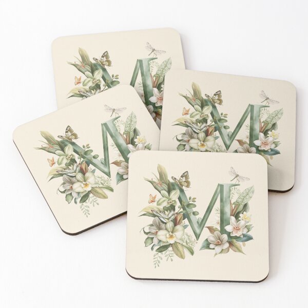 Item preview, Elegant Botanical Letter M Monogram – Floral Orchid & Butterfly Illustration | Nature-Inspired Aesthetic Decor designed and sold by AmenAlways.