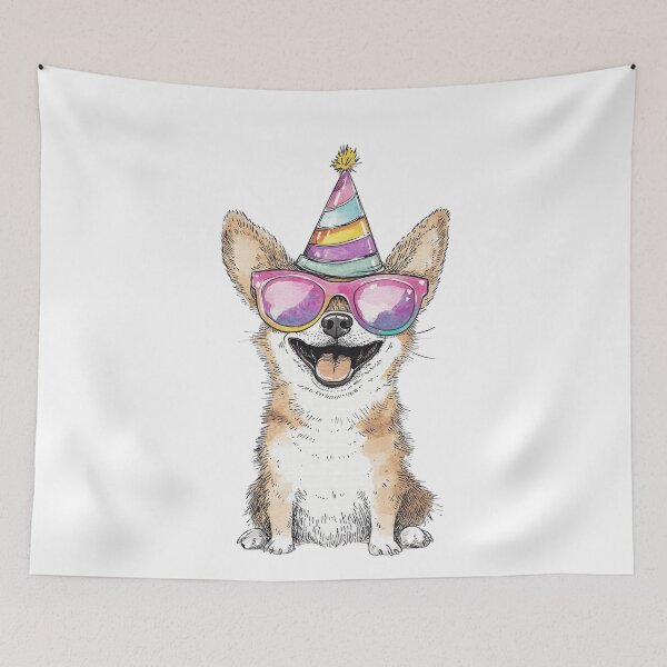 Item preview, Cute Corgi Dog Party Hat Sunglasses designed and sold by k3rstman1.