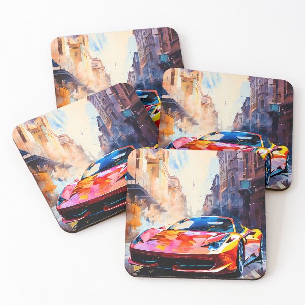 Item preview, Artistic Watercolor Illustration Of Red Italian Racing Car designed and sold by RevUpDesign.