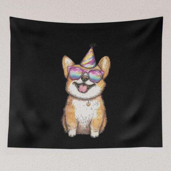 Item preview, Cute Corgi Dog Party Hat Sunglasses designed and sold by k3rstman1.
