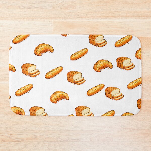 Item preview, Cute Cartoon Bread Pattern – Croissant, Baguette & Loaf Seamless Food Design designed and sold by emmavdh.