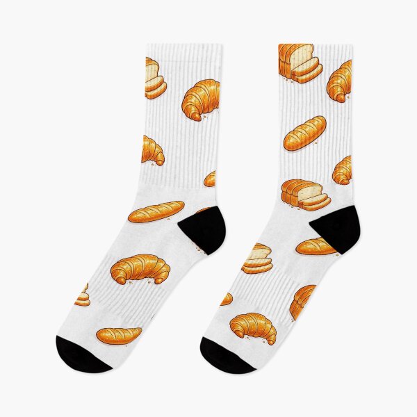 Item preview, Cute Cartoon Bread Pattern – Croissant, Baguette & Loaf Seamless Food Design designed and sold by emmavdh.