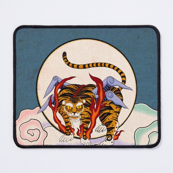 Artikelvorschau, Lunar Guardian: Der goldene fliegende Tiger und der silberne Mond entworfen und verkauft von QamarART Paintings.