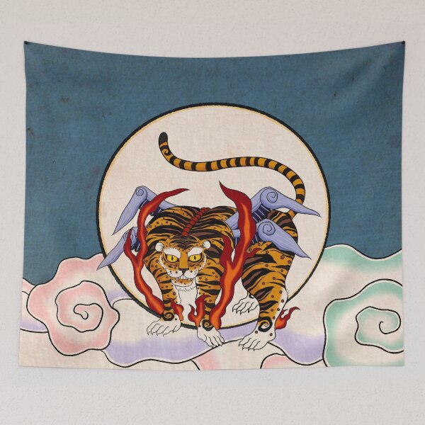 Item preview, Lunar Guardian: The Golden Flying Tiger and the Silver Moon  designed and sold by QamarART Paintings.